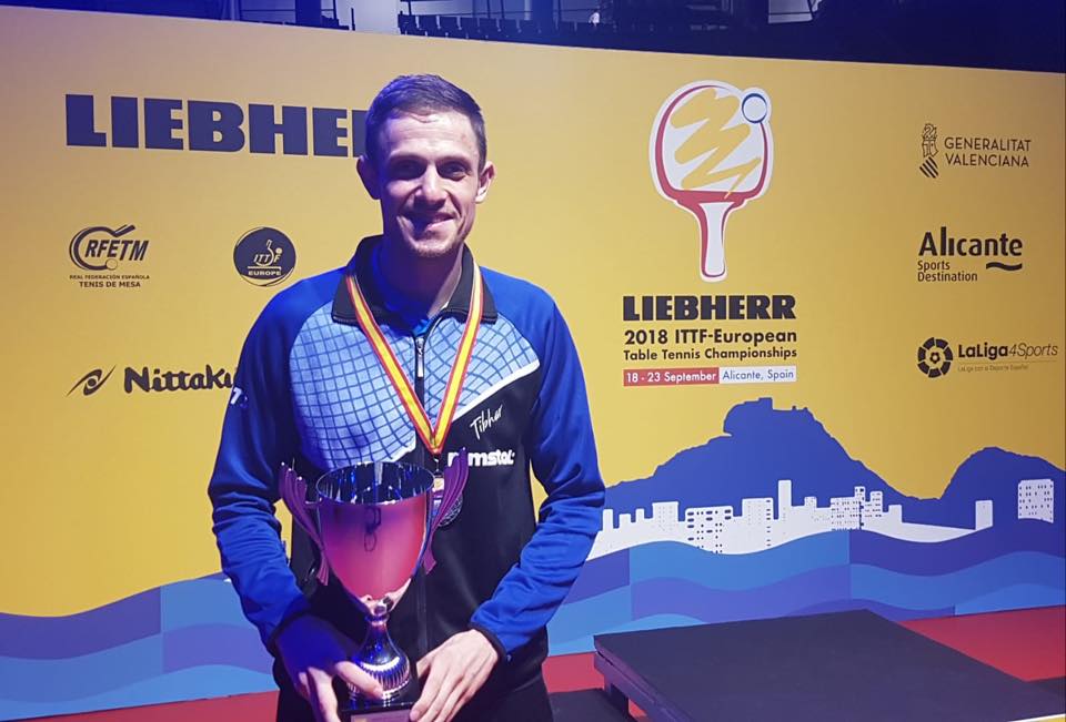 Ovidiu Ionescu, vicecampion european la simplu masculin, în 2018. 